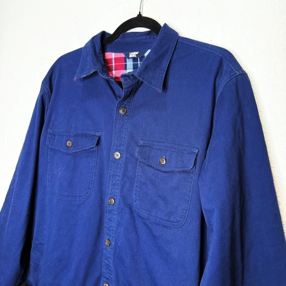 Lands End Shacket Shirt Jacket Plaid Lined Medium